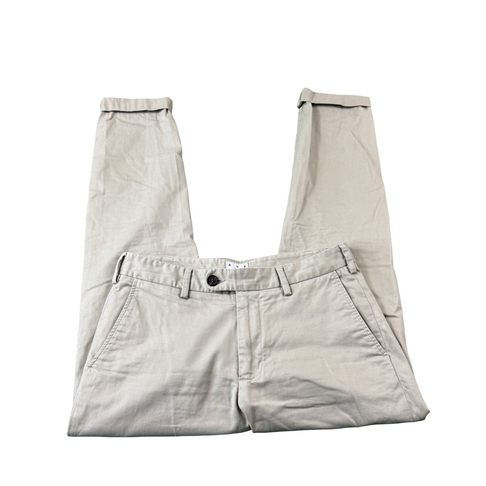 ASKET Brown Cotton Blend Mens Flat Front Chino Pant Size 29x27 Crop